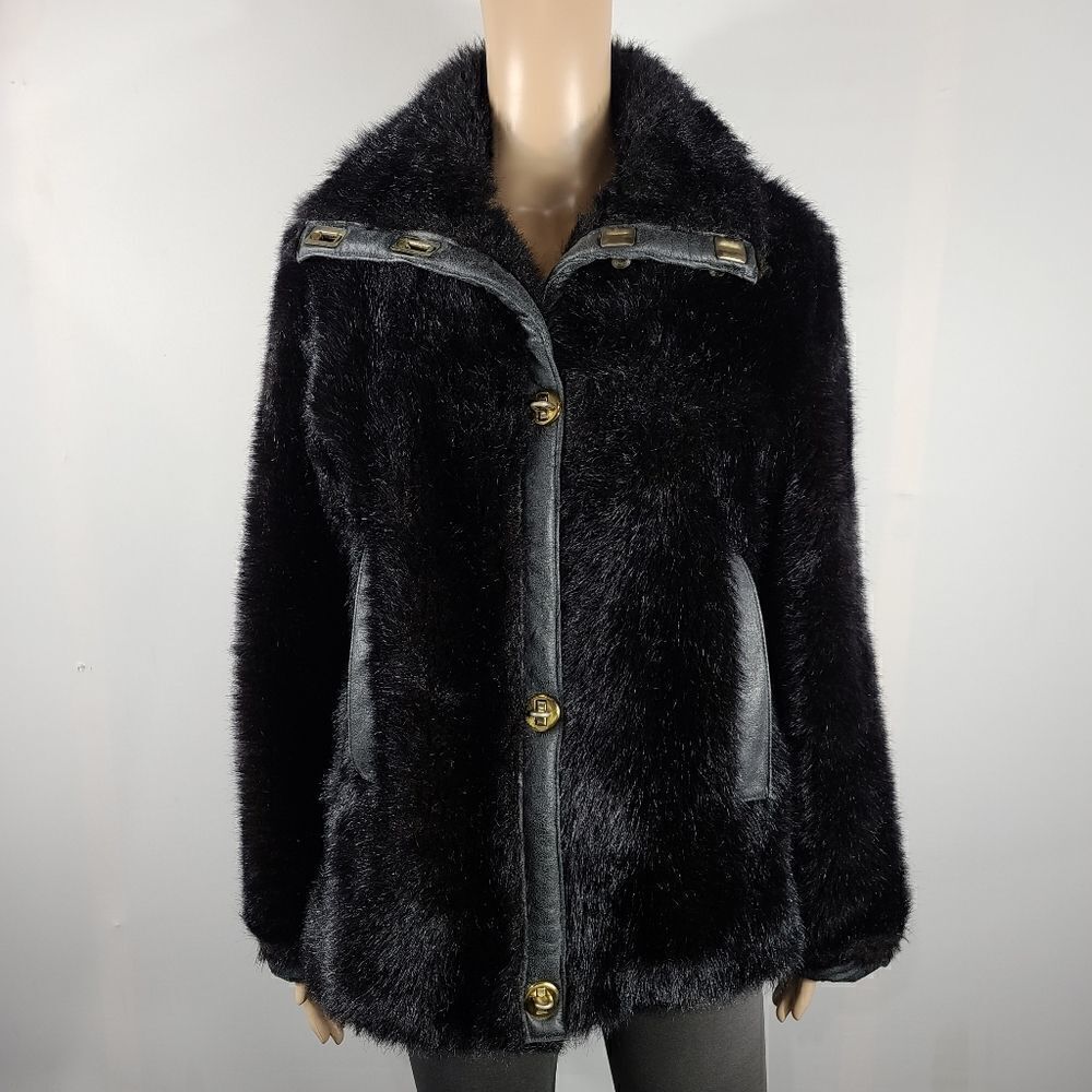 Raincheetahs Naman Vintage 60s Faux Fur Black Coat - Picture 2 of 14